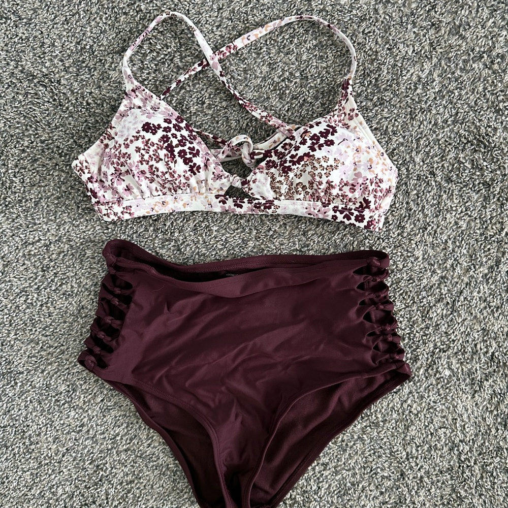 Floral Bikini Set with High-Waisted Bottoms